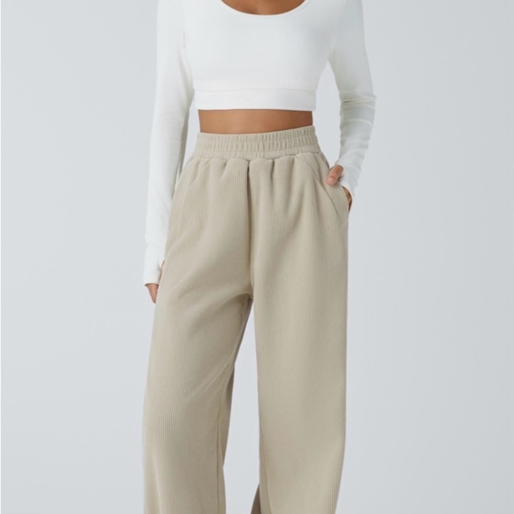 HALARA High Waisted Pocket Straight Leg
Mop Corduroy Casual Pants